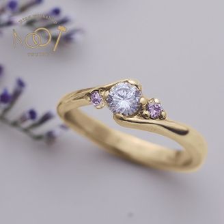 【ついぶ工房】 【想いを込めた手作り婚約指輪】K18イエローゴールド・鏡面仕上げ