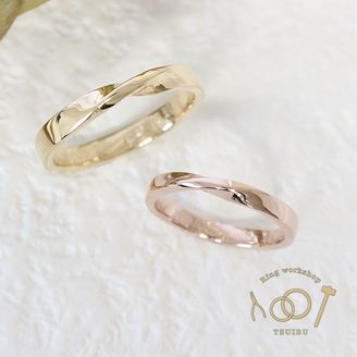 【ついぶ工房】 【二人の想いが詰まった手作り結婚指輪】K18イエローゴールド/K18ピンクゴールド・平打型・インフィニティ・鏡面仕上げ