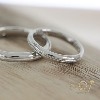 【ついぶ工房】【二人の想いが詰まった手作り結婚指輪】プラチナ・甲丸型・ミルグレイン/ライン・鏡面仕上げ