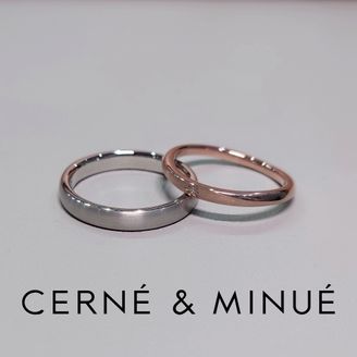 【CERNÉ＆MINUÉ by BIJOUPIKO(セルネとミヌエ バイ ビジュピコ)】 手作り結婚指輪（Pt950, K18PG／鏡面,ヘアライン）~ 経験豊富な職人がマンツーマンでサポート ~