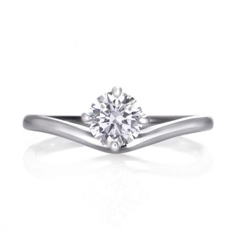 【DIAMOND DOT LAB(ダイアモンド ドット ラボ)】5ER-03　エンゲージリング　/   にっこりとほほ笑む口元のようなやわらかいU字ラインの婚約指輪です。