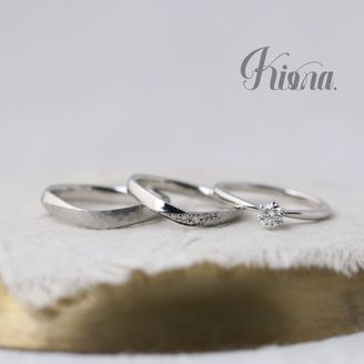【atelier Kiona(アトリエキオナ)】【オーダーメイド】やっぱりプラチナが好き！テクスチャーをさりげなく入れてお揃い感をプラス♪