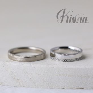 【atelier Kiona(アトリエキオナ)】【オーダーメイド】海外ブランドのような重厚感！モダンで華やかな結婚指輪