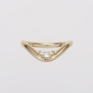 【ENEY(エネイ)】DROP CURVE 0.2CT HALF MOON DIAMOND K18YG RING