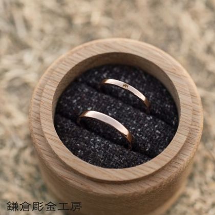【鎌倉彫金工房】【ふたりでつくる結婚指輪】メンズK18PG&レディースK18PG(クリア仕上げ)