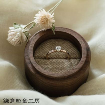 【鎌倉彫金工房】【想いを込める婚約指輪】ダイヤ・K18PG(ピンクゴールド)・クリア仕上げ