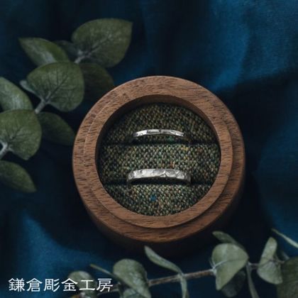 【鎌倉彫金工房】【ふたりでつくる結婚指輪】メンズK18WG(マット仕上げ)&レディースK18WG(クリア仕上げ)