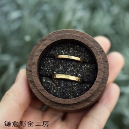 【鎌倉彫金工房】【ふたりでつくる結婚指輪】メンズK18YG&レディースK18YG(ヘアライン仕上げ)