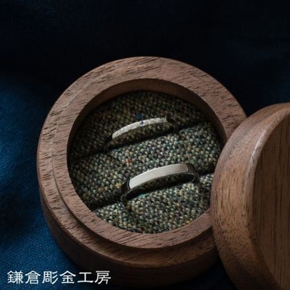 【鎌倉彫金工房】【ふたりでつくる結婚指輪】メンズpt900&レディースK18WG(クリア仕上げ)