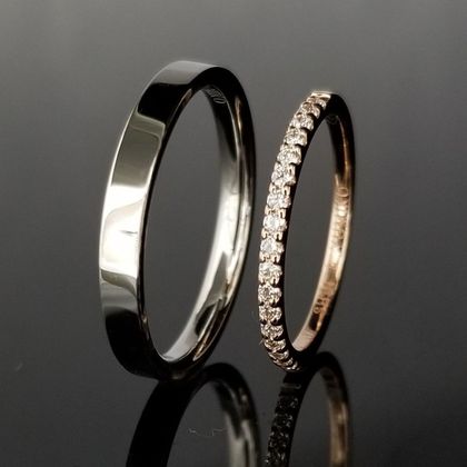 【TANZO.(鍛造指輪)】平打ちとハーフエタニティーが素敵な結婚指輪