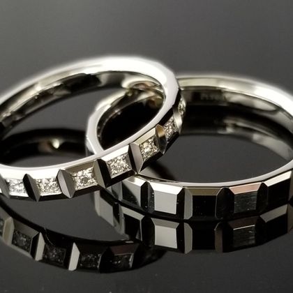 【TANZO.(鍛造指輪)】立体モチーフご結婚指輪