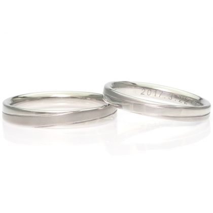 【TANZO.(鍛造指輪)】平打ストレート/カド丸仕上げ/ライン＆マット