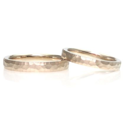 【TANZO.(鍛造指輪)】平甲丸ストレート/槌目デザイン