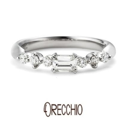 【ORECCHIO(オレッキオ)】＜pipi～ピピ＞PE-1403 婚約指輪　四角ダイアと丸いダイアのミックスが女性らしいキュートな指輪