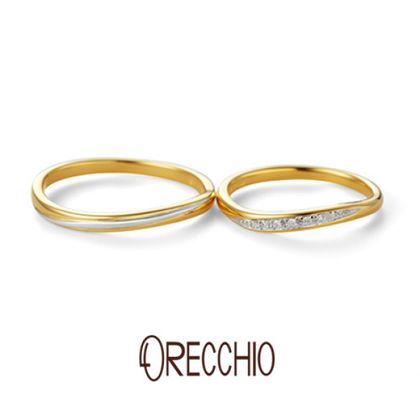 【ORECCHIO(オレッキオ)】ヴィヴァーチェ～vivace　緩やかなゴールド×プラチナの曲線がエレガントな結婚指輪