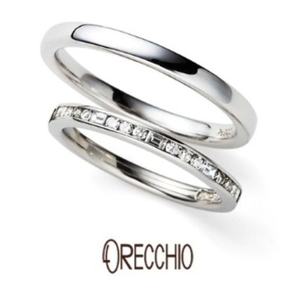 【ORECCHIO(オレッキオ)】＜siena～シエナ＞SM-2111/PM-2401　四角いダイア×丸いダイアをセッティングしたエタニティタイプの結婚指
