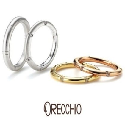 【ORECCHIO(オレッキオ)】＜pipi～ピピ＞PM-2409/PM-2410　等間隔に刻まれたラインとダイヤ、丸みのあるフォルムが特徴の結婚指輪