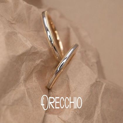 【ORECCHIO(オレッキオ)】テヌート～tenuto　細身のアームに異素材でミルグレインを施したシンプルな結婚指