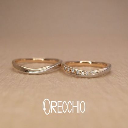 【ORECCHIO(オレッキオ)】ブリランテ～brillante　コンビのウエーブラインで品の良さを感じさせる結婚指輪。