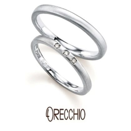 【ORECCHIO(オレッキオ)】＜pipi～ピピ＞PM-2401/PM-2408　さりげなく光る3粒のダイヤモンドがシンプルでキュートな結婚指輪