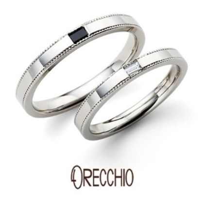 【ORECCHIO(オレッキオ)】＜safari～サファリ＞FM-2215/FM-2216上下のミル打ち×四角いダイヤでシンプルだけどスタイリッシュな指輪