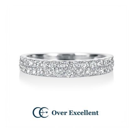【Over Excellent(オーバーエクセレント)】【Eternity　～ハーフエタニティリング～】　２列にセッティングされたダイヤモンドが、指元に華やかな輝きをもたらし、シンプルながらも洗練された輝きを纏うエレガントなデザイン。