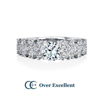 【Over Excellent(オーバーエクセレント)】【Larkspur　ラークスパー　‐自 由‐】　ダイヤモンドを石畳のようにセッティングし華やかで洗練された印象のリング。