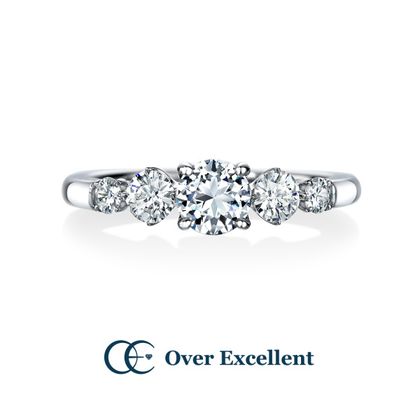 【Over Excellent(オーバーエクセレント)】【Calceolaria カルセオラリア -私の伴侶に-】4本爪スタイルでモダンなスタイルに、瑞々しく輝くメレダイヤモンドをセッティング。