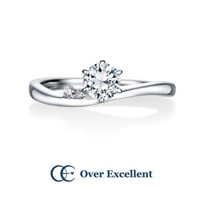 【Over Excellent(オーバーエクセレント)】【Crépuscule クレパスキュール-黄昏-】６本爪スタイルで正統感の薫るデザインにメレダイヤモンドをセッティング。タイムレスな美しさが魅力。