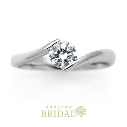 【宝寿堂(ほうじゅどう)】【宝寿堂】ねじれシンプルな一粒エンゲージ《HE1844》