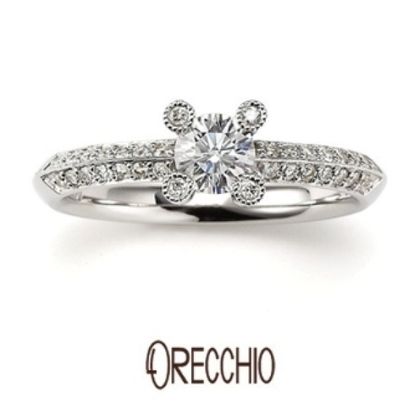 【garden(ガーデン)】＜monaco＞爪のダイヤとミル打ち、パヴェのダイヤで拘りぬいたデザインの指輪