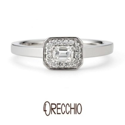 【garden(ガーデン)】＜Siena＞　全体のフォルムがエメラルドカットにデザインされた遊び心ある指輪