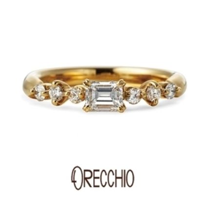 【garden(ガーデン)】＜pipi＞婚約指輪　四角ダイアと丸いダイアのミックスが女性らしいキュートな指輪