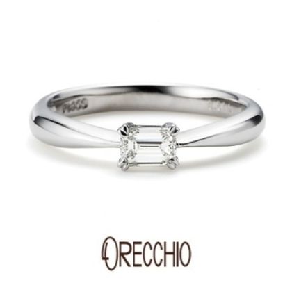 【garden(ガーデン)】＜pipi＞婚約指輪　エメラルドカットダイヤの輝きが際立つシンプルなデザイン