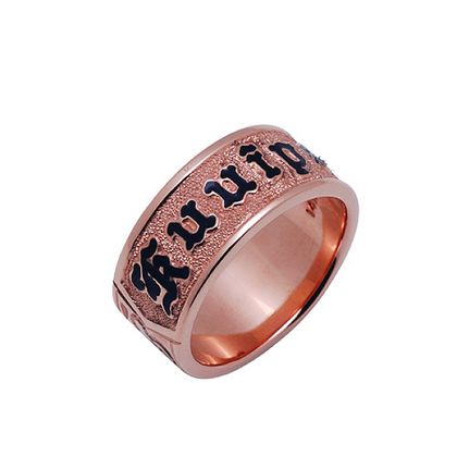 【LOVEST(ラヴェスト)】K14PGピンクゴールド/K14WGホワイトゴールド・平打ち・マレイ・8㎜幅・1.5㎜厚み・エッジ無し・浮彫エナメル：黒・ハワイ製