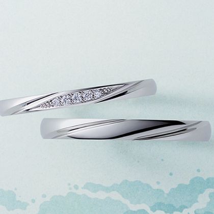 【LOVEST(ラヴェスト)】［Brise de mer］ブリーズドゥメール 5石ウェーブライン/幅太タイプ