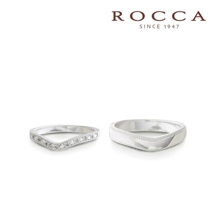 【ROCCA(ロッカ)】【ROCCA】細身で指が綺麗に見えるアンティークなマリッジリング AN-Pt-2D/2L