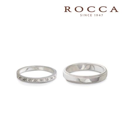 【ROCCA(ロッカ)】【ROCCA】さりげないミル打ちが可愛い！アンティークなマリッジリング AN-Pt-4D/1L