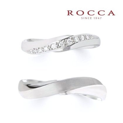 【ROCCA(ロッカ)】【ROCCA】斜めのダイヤモンドのラインが綺麗！シンプルで仕事中も着けやすいマリッジリング DI-5D/5L