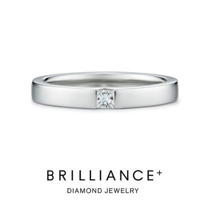 【BRILLIANCE+(ブリリアンスプラス)】PT950 ユニ スクエア プリンセスカット ダイヤモンド リング 2.7mm