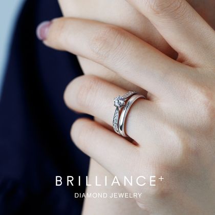 【BRILLIANCE+(ブリリアンスプラス)】【セットリング】PT950 ヴィラ ダイヤモンド エタニティタイプ リング　×　PT950 オーバル リング ミルグレイン