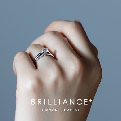 【BRILLIANCE+(ブリリアンスプラス)】【セットリング】PT950 ヴィラ ソリティア リング　×　PT950 ルリエ ダイヤモンド リング エングレーブ