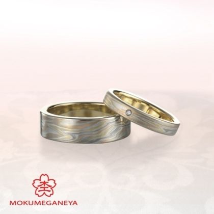 【BROOCH(ブローチ)】【杢目金屋】金属の色の違いのコントラストが美しい＜木目金＞マリッジリング