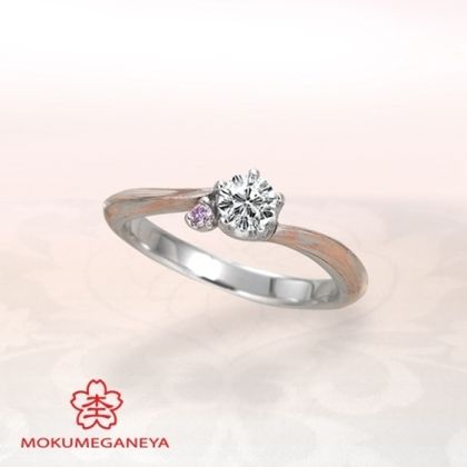 【BROOCH(ブローチ)】【杢目金屋】プラチナとピンクゴールドが引き立てあうエンゲージリング