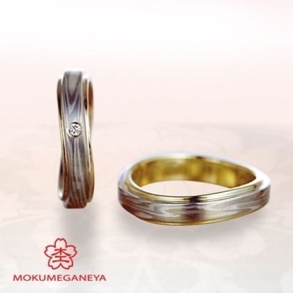 【BROOCH(ブローチ)】【杢目金屋】指を美しくみせるモダンなフォルムの「木目金」結婚指輪