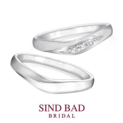 【SIND BAD(シンドバット)】優絆 -YUKI- 艶消し ダイヤモンド~緩やかなVラインが紡ぐふたりの絆~