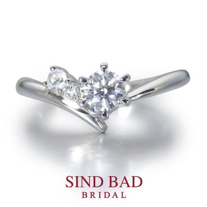 【SIND BAD(シンドバット)】【夏銀河（なつぎんが）】寄り添う織姫と彦星　【二人の誕生石をセット】【6月誕生ムーンストーン・4月誕生石ダイヤモンド】 