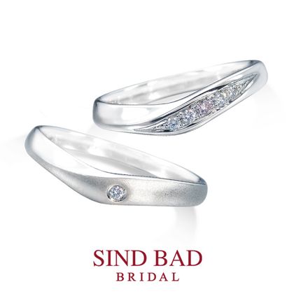 【SIND BAD(シンドバット)】優絆 -YUKI-ピンクダイヤモンド マット加工 緩やかなVラインが紡ぐふたりの絆