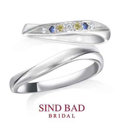 【SIND BAD(シンドバット)】琉川 -Rukawa- サファイア・イエローサファイア~７石とマット加工の対照的なハーモニー~