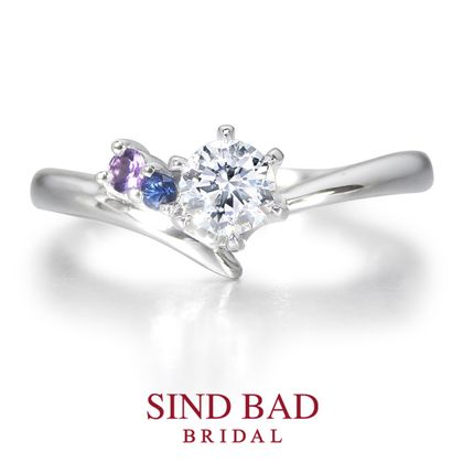 【SIND BAD(シンドバット)】【夏銀河（なつぎんが）】寄り添う織姫と彦星　【二人の誕生石をセット】【2月誕生石アメジスト・9月誕生石サファイア】 